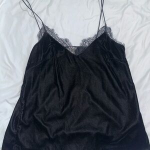 Black Velvet Lace Trim Cami